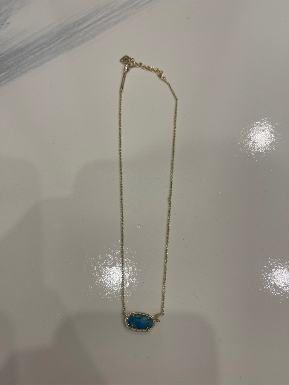 NEVER WORN Kendra Scott Gold Necklace with Turquoise Blue Stone